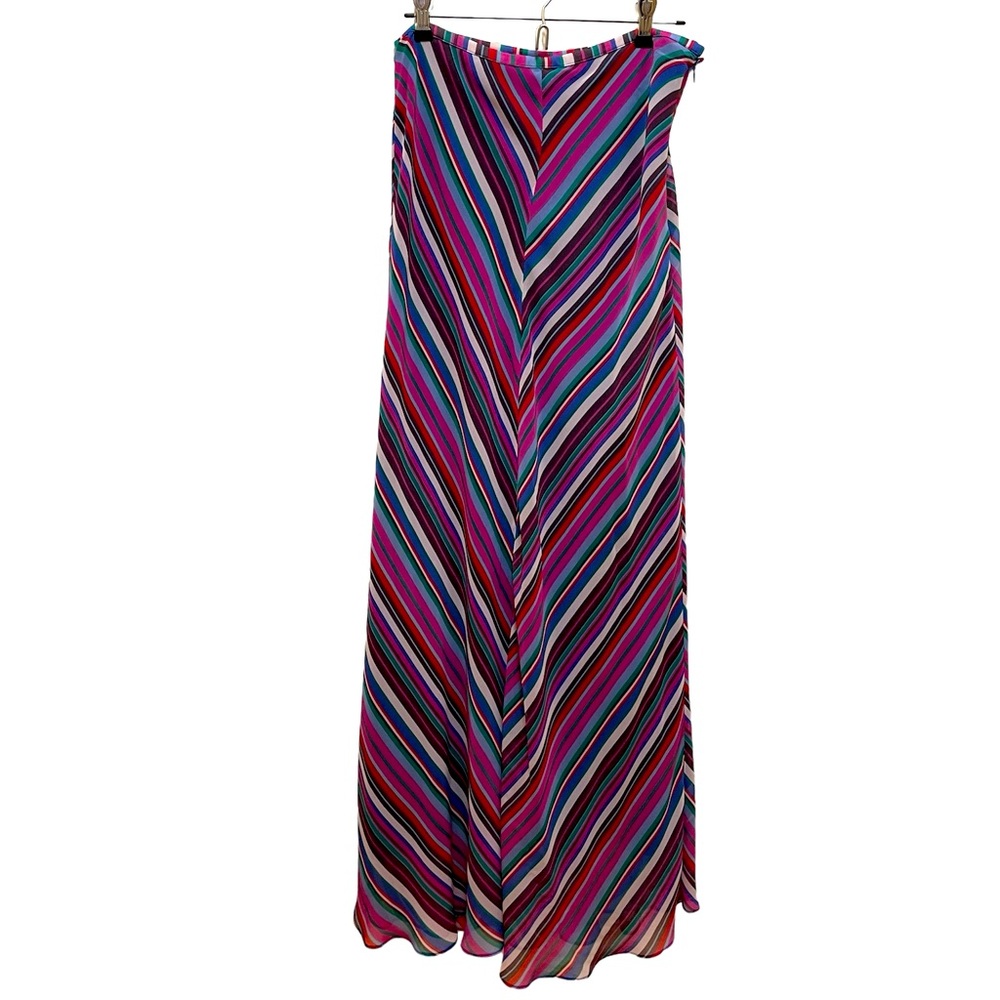 BUFFALO DAVID BITTON Pink Blue Chevron Stripe Flowy Maxi Skirt Size 4